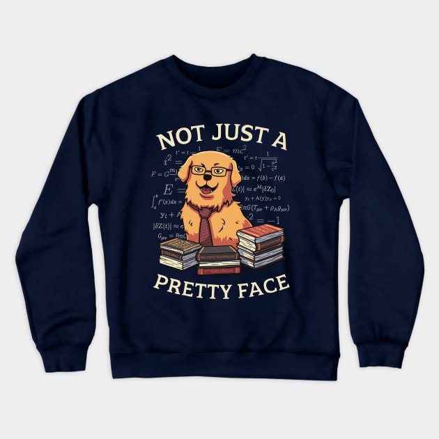 Not Just a Pretty Face // Golden Retriever, Smart Doggo, Scientist Crewneck Sweatshirt by Geekydog